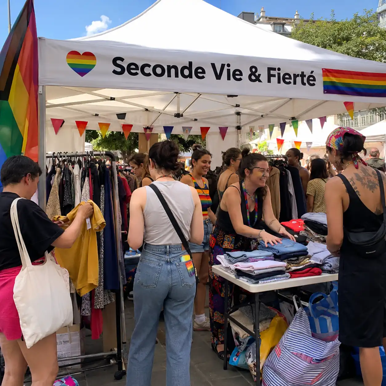 Stand solidaire de l'association Seconde Vie & Fierté lors d'un événement